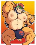  2022 absurd_res albertcrow anthro barazoku beckoning biceps big_bulge big_muscles border bowser bracelet bulge claws clothing collar eyebrows gesture gradient_background hair hand_behind_head hi_res horn huge_bulge huge_muscles jewelry koopa looking_at_viewer male mario_bros muscular muscular_anthro muscular_male narrowed_eyes navel nintendo nipples non-mammal_nipples obliques orange_background pecs pubes scalie shell simple_background sitting smile smirk solo spiked_bracelet spiked_collar spiked_shell spiked_tail spikes spikes_(anatomy) teeth thick_thighs thong triceps underwear video_games white_border 
