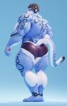  2022 3d_(artwork) anthro back_muscles barazoku barefoot big_butt big_muscles blue_background bubble_butt butt claws clothed clothing collaboration connivingrat digital_media_(artwork) eyebrows feet felid fur hair hi_res huge_butt huge_muscles humanoid_feet leopard looking_at_viewer looking_back looking_back_at_viewer low-angle_view male mammal muscular muscular_anthro muscular_male pan_(sxfpantera) pantherine plantigrade simple_background smile snow_leopard solo speedo standing swimwear thick_thighs topless topless_anthro topless_male triceps tuft valorlynz 