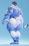  2022 3d_(artwork) anthro back_muscles barazoku big_butt big_muscles blue_background bubble_butt butt claws collaboration connivingrat digital_media_(artwork) erection eyebrows feet felid fur genitals hair hi_res huge_butt huge_muscles humanoid_feet humanoid_genitalia humanoid_penis leopard looking_at_viewer looking_back looking_back_at_viewer low-angle_view male mammal muscular muscular_anthro muscular_male nude pan_(sxfpantera) pantherine penis plantigrade simple_background smile snow_leopard solo standing thick_thighs triceps tuft valorlynz 