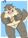  anthro balls belly blush canid canine canis dildo domestic_dog eyebrows flaccid foreskin genitals hi_res lifewonders male mammal moritaka musclegut navel nude panthera7uncia pecs penis sex_toy solo thick_eyebrows tokyo_afterschool_summoners video_games 