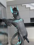  3d_(artwork) animal_genitalia animal_humanoid anthro blender_(software) body_pattern canid canine canis claws digital_media_(artwork) dragon genitals hiddenmask18 humanoid hybrid knot male mammal nipples open_mouth penis pupils scalie scalie_humanoid sheath slit_pupils solo wolf 