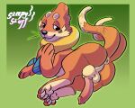  animal_genitalia anthro anus balls bodily_fluids buizel butt digital_media_(artwork) erection feral genitals hi_res humanoid male male/male mammal monster nintendo nude open_mouth penis pok&eacute;mon pok&eacute;mon_(species) puffy_anus simple_background sleepysluff solo video_games 