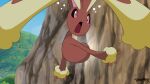  brown_body brown_fur cloud female fur hi_res lagomorph lopunny mammal nintendo open_mouth pink_eyes pok&eacute;mon pok&eacute;mon_(species) potateymatey rock stuck through_wall video_games yellow_body yellow_fur 