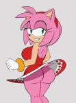  2022 amy_rose anthro big_breasts big_butt breasts butt colored edit eulipotyphlan female hedgehog hi_res huge_butt looking_at_viewer mammal sega short_stack solo sonic_the_hedgehog_(series) squidapple 