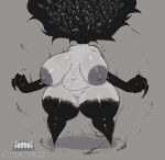  big_breasts breasts female genitals hi_res humanoid monochrome not_furry nude pussy short_stack solo thick_thighs visitor ze_blackball.d 