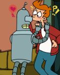  &lt;3 bender_bending_rodr&iacute;guez clothing comedy_central darkwingsnark duo futurama hair human inside jacket machine male male/male mammal orange_hair philip_j._fry red_clothing red_jacket red_topwear robot topwear 