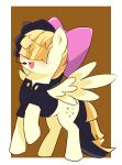  absurd_res black_hair blonde_hair blush clothing cutie_mark equid equine feathered_wings feathers female feral friendship_is_magic hair hair_over_eyes hasbro hi_res leo19969525 mammal multicolored_hair my_little_pony my_little_pony:_the_movie_(2017) open_mouth pegasus simple_background songbird_serenade_(mlp) two_tone_hair two_tone_tail wings yellow_body yellow_feathers 