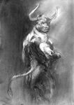  absurd_res anthro biceps bovid bovine butt cattle hi_res horn kotia male mammal muscular muscular_anthro muscular_male nude simple_background solo traditional_media_(artwork) 