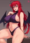  absurd_res big_breasts breasts clothing female hair hi_res humanoid jmg membrane_(anatomy) membranous_wings not_furry panties red_hair rias_gremory solo underwear winged_humanoid wings 