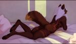  2022 anthro barefoot bed brown_body brown_fur canid canine canis digital_drawing_(artwork) digital_media_(artwork) feet female fikanori flower fur furniture hair harness leaning_on_bed light_through_window long_hair looking_at_viewer lying lying_on_bed mammal mostly_nude on_bed pawpads paws pillow plant raised_tail simple_background skyclaw_eallec_(character) solo watermark white_hair yellow_eyes 