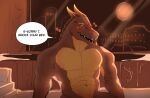  &lt;3 2022 2_horns abs absurd_res anthro blush brown_body brown_scales dialogue digital_media_(artwork) dragon embarrassed english_text eyebrows hi_res horn inside light male moon moonlight multicolored_body multicolored_scales muscular muscular_anthro muscular_male pecs scales scalie skyline solo tan_body tan_scales text two_tone_body two_tone_scales window wingless_dragon xeoniios 
