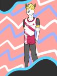  abstract_background anthro anthrofied boltund bottomwear clothed clothing ed_(fuze) fully_clothed fuze hi_res male nintendo pok&eacute;mon pok&eacute;mon_(species) pok&eacute;morph shirt shorts solo tank_top topwear video_games 