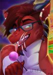  anthro candy dessert dragon dragonley ear_plugs food guaged_ear hair l-i-t-t-l-e_f-i-r-e l-i-t-t-l-e_f-i-r-e_(artist) licking lollipop male markings nephuel_(character) portrait scales solo striped_markings stripes suggestive suggestive_look suggestive_pose tongue tongue_out 