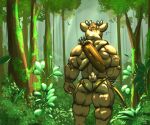  absurd_res arrow_(weapon) big_muscles bow_(disambiguation) butt capreoline cervid clothed clothing forest forest_background hi_res jockstrap male mammal muscular nature nature_background noah_(thedeernoah) partially_clothed plant ranged_weapon singing solo thedeernoah tree underwear weapon white-tailed_deer 