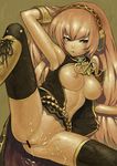  bad_id bad_pixiv_id breasts cum hibakari large_breasts long_hair megurine_luka no_panties pink_hair pussy solo spread_legs thighhighs very_long_hair vocaloid 