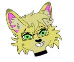  anthro choker collar eyebrows eyewear felid feline fur girly glasses green_eyes hair inner_ear_fluff jewelry long_ears male mammal maple_(mappes) mappes markings necklace serval solo spots square_glasses teeth tuft 