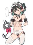  ... 1girl alternate_costume apron bangs bikini black_bikini black_hair black_hairband black_ribbon blue_hair bow closed_mouth commentary_request demon_girl demon_horns demon_tail enmaided flat_chest frilled_hairband frills full_body hair_ribbon hairband heart heart_hands highres horns looking_at_viewer maid maid_bikini medium_hair multicolored_hair navel neck_ribbon one_side_up pointy_ears red_bow red_eyes red_ribbon ribbon seiza shishio_chris simple_background sitting solo spoken_ellipsis sugar_lyric swimsuit tail tail_bow tail_ornament thighhighs tomatojam two-tone_hair virtual_youtuber waist_apron white_background white_thighhighs wrist_cuffs 