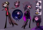  anthro avian beanie bedding bib bird black_clothing blanket child clothing confusion disgust excited female grey_background hair hair_tied happy hat headgear headwear helluva_boss hi_res katya_sair long_hair looking_up night octavia_(helluva_boss) owl owl_demon pink_clothing pink_eyes simple_background sitting sky smile solo standing star starry_sky teenager tied_hair young 