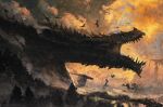  anato_finnstark ancalagon artist_name dragon english_commentary forest giant giant_monster highres motion_blur nature no_humans the_silmarillion tolkien&#039;s_legendarium tree yellow_sky 