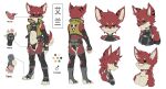  2021 alan_(alanisawolf777) alanisawolf777 anthro armwear canid canine clothing collar fur handwear hi_res legwear male mammal model_sheet red_body red_fur solo tagme yellow_eyes 