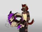  anthro artist_cryptidcave canid canine canis character_xeor coyote demon doggystyle duo flint_(character) from_behind_position hi_res hyaenid intersex intersex/male male mammal possession sex striped_hyena 
