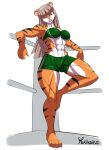  absurd_res anthro black_stripes claws_out felid female fighting_ring hi_res liane_saber machairodontine mammal muscular muscular_female pantherine pose solo stripes tiger vael yamiikarus 
