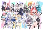  6+girls artist_request blue_background character_name character_request chloe_marie_reinhart emori_miku emori_miku_project emu_alice eureka_iris full_body green_background highres liver_city long_hair looking_at_viewer multicolored_background multiple_girls official_art orange_background pink_background purple_background short_hair white_background yellow_background 