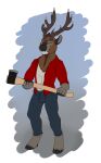  artist_cryptidcave cervid cervine character_greg elk hi_res lumberjack male mammal solo 