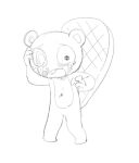  &lt;3 4_fingers beaver big_tail blood blood_tears bodily_fluids buckteeth fingers freckles gore happy happy_tree_friends heart_nose male mammal monochrome rodent semi-anthro simple_background solo standing tears teeth toothy_(htf) white_background x-zeeko-x 