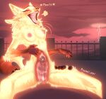  2022 4_ears abdominal_bulge anthro anthro_on_anthro anthro_penetrated anthro_penetrating anthro_penetrating_anthro biped black_body black_fur blush breath canid canine detailed_background digital_media_(artwork) discreet_user duo erection female female_penetrated fox fur genitals glowing glowing_body glowing_fur hand_on_stomach hi_res humanoid_genitalia humanoid_penis internal_vaginal male male/female male_penetrating male_penetrating_female mammal multi_ear mylar_(discreet_user) neck_tuft open_mouth outside_sex penetration penile penile_penetration penis penis_in_pussy sex tuft vaginal vaginal_penetration yellow_body yellow_fur 