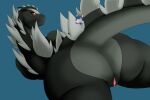  anthro big_butt butt digital_media_(artwork) female genitals godzilla godzilla_(series) hi_res kaiju monster pussy simple_background solo toho zeroviks_(artist) 