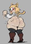  absurd_res animal_humanoid anthro big_butt bottomless butt butt_slap clothed clothing digital_drawing_(artwork) digital_media_(artwork) felid felid_humanoid feline felis female fur hair hi_res humanoid inner_ear_fluff legwear mammal mammal_humanoid neco-arc slap smile solo tuft wolflance 