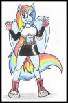  anthro bottomwear clothing cosplay crossover equid equine female final_fantasy final_fantasy_vii friendship_is_magic hair hasbro horse long_hair mammal miniskirt my_little_pony pegasus pony rainbow_dash_(mlp) reddragonkan skirt solo square_enix tifa_lockhart traditional_media_(artwork) video_games wings 