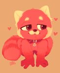  &lt;3 ailurid all_fours anthro big_butt big_tail butt coffeetoffee collar disney dot_eyes female fur hi_res mammal meilin_lee_(turning_red) pixar red_body red_fur red_panda simple_background solo turning_red yellow_background young 
