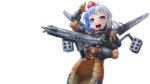  1girl apex_legends armor assault_rifle blue_eyes blue_hair bodysuit breastplate commission cosplay crown finger_gun gloves grey_eyes gun hayaoki_(asagi-iro_seishun-bu) heterochromia highres holding holding_gun holding_weapon indie_virtual_youtuber jetpack missile_pod multicolored_hair nanashi_aimi open_mouth orange_bodysuit orange_gloves pixiv_request r-301_carbine rifle smile solo split-color_hair trigger_discipline twintails two-tone_hair valkyrie_(apex_legends) valkyrie_(apex_legends)_(cosplay) virtual_youtuber weapon white_background white_hair 