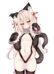  acedia animal_ears animal_hands bell breasts fate_(series) hair_between_eyes hair_ornament highres illyasviel_von_einzbern ribbon small_breasts standing tail thighs 