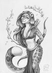  2022 anthro breasts clothed clothing digital_media_(artwork) eyebrows eyelashes felid female leopard mammal midriff monochrome navel pantherine smile yunasnowleopard 