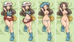  blue_(pokemon) bow bow_panties breasts dakimakura hat hun jpeg_artifacts lying medium_breasts midriff multiple_views navel panties pokemon pokemon_(game) pokemon_frlg socks thighs underwear undressing vs_seeker white_panties wide_hips 