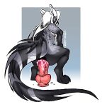  2022 ambiguous_fluids andromorph anthro big_dildo butt ch40t1c crouching digital_media_(artwork) dildo dildo_insertion fur genet grey_body grey_fur hair hi_res hybrid intersex large_penetration long-tailed_weasel long_hair long_tail looking_at_viewer looking_back lube male mammal mastectomy_scar masturbation mustela mustelid musteline penetration rear_view scar sex_toy sex_toy_insertion shaded simple_background solo spots stripes suction_cup trans_(lore) true_musteline viverrid white_hair zero_(ch40t1c) 