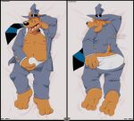  anthro bulge canid canine canis clothing dakimakura_design domestic_dog hi_res ikouzhy lying male mammal presenting sam_and_max samuel_dog solo suggestive_look underwear 