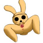  1:1 2015 animal_crossing anthro anus brown_body censored coco_(animal_crossing) female genitals gyroid lagomorph leporid lying mammal nintendo on_back presenting presenting_pussy pussy rabbit shaded simple_background solo spread_legs spread_pussy spreading uhee video_games white_background 