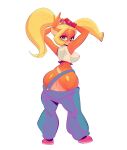  activision alpha_channel anthro bandicoot blonde_hair breasts butt clothed clothing coco_bandicoot crash_bandicoot_(series) female genitals green_eyes hair hi_res ineffective_clothing jdwalkrat mammal marsupial no_underwear overalls ponytail pussy rear_view video_games 
