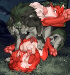  anal animal_genitalia animal_penis balls canid canine canine_penis canis duo fangs feral feral_on_feral genitals hi_res knot link_(wolf_form) male male/male mammal nintendo penis the_legend_of_zelda video_games windm wolf 