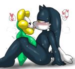  &lt;3 anal anthro black_body black_fur blush blush_lines bodily_fluids colored domestic_cat duo elemental_creature enigi09 eye_contact felid feline felis flora_fauna flower flower_creature flowey_the_flower french_kissing from_front_position fur half-closed_eyes hi_res kissing klonoa klonoa_(series) long_ears looking_at_another male male/male mamal mammal narrowed_eyes nude open_mouth plant rear_view simple_background size_difference smaller_male sweat sweatdrop tongue undertale undertale_(series) video_games white_background yellow_eyes young 
