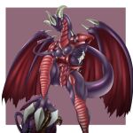  1:1 anthro black_body black_scales breasts claws dragon duel_monster featureless_breasts female horn konami noinoirerda nude red_dragon_archfiend scales scalie solo wings yu-gi-oh! 