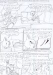  anthro black_and_white blush canid canine chair clothing cloud comic dasyuromorph dialogue duo english_text female furniture jacket kitfox-crimson macropod male mammal marsupial monochrome novus_(kitfox-crimson) onomatopeia sketch sofa text thinking thylacine topwear 