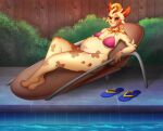  anthro awrpie breasts female fertility_tattoo invalid_tag leaf nipples nsfw pool_(disambiguation) pregnant solo summer tattoo water wide_hips 