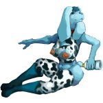  1:1 alpha_channel animal_print anthro blue&#039;s_clues blue_(blue&#039;s_clues) boots canid cleavage_cutout clothing cow_print female footwear ham_basket mammal nickelodeon nipples solo thong underwear 