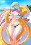  absurd_res anthro areola beach big_breasts bikini breasts cetacean clothed clothing delphinoid dessert female food hi_res ice_cream mammal marine seaside shmny skimpy solo swimwear thick_thighs toothed_whale wide_hips 