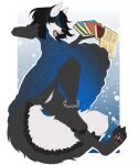  2022 4_toes 5_fingers anthro black_hair black_nose blue_eyes breasts clothed clothing digital_media_(artwork) dress eyebrows eyelashes feet female fingers genitals hair hi_res kaiotawolf open_mouth pussy teeth toes tongue 